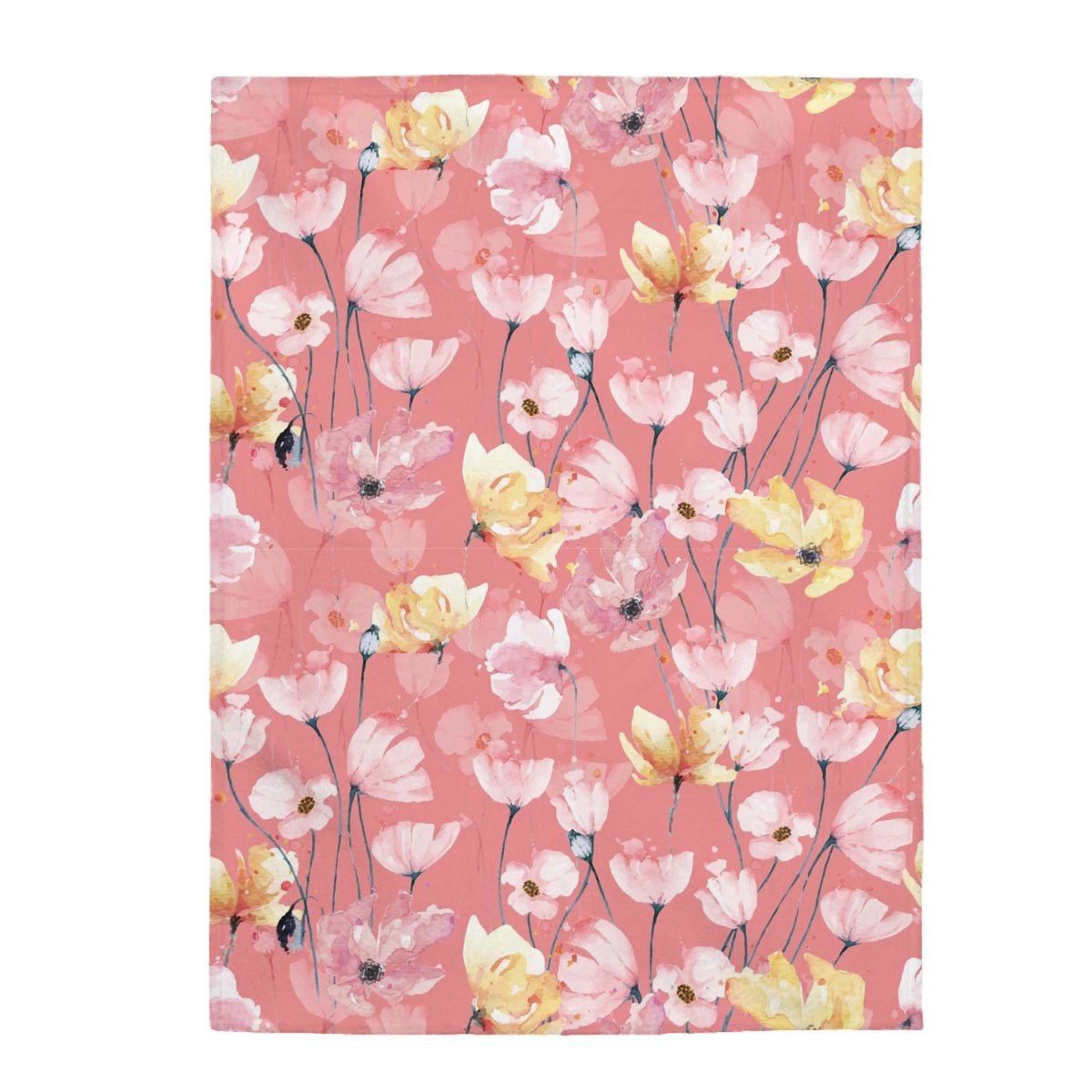 Flowers with Pink Background Velveteen Plush Blanket - Super Soft, Warm & Cozy - We Love Your Gift