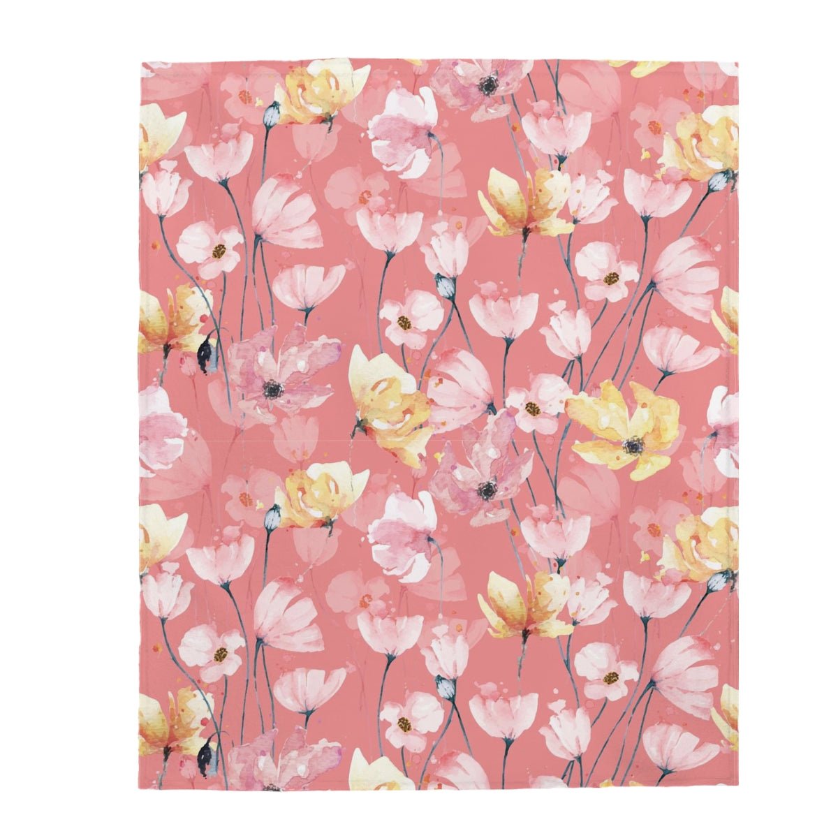 Flowers with Pink Background Velveteen Plush Blanket - Super Soft, Warm & Cozy - We Love Your Gift