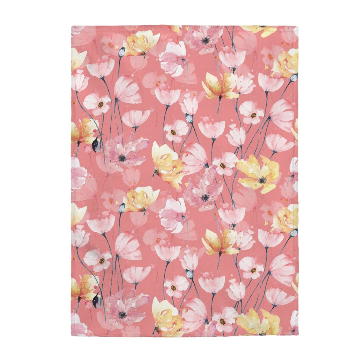 Flowers with Pink Background Velveteen Plush Blanket - Super Soft, Warm & Cozy - We Love Your Gift