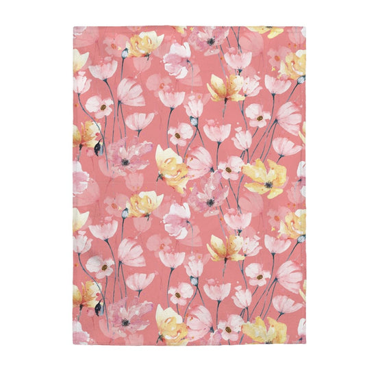 Flowers with Pink Background Velveteen Plush Blanket - Super Soft, Warm & Cozy - We Love Your Gift