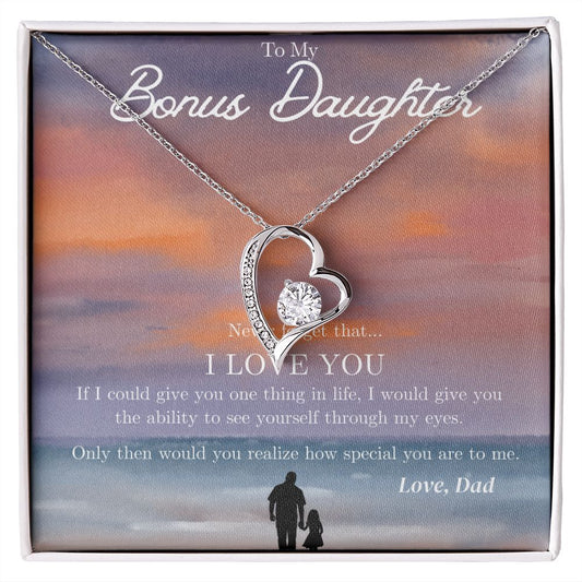 From Dad to My Bonus Daughter - Heart Necklace - We Love Your Gift