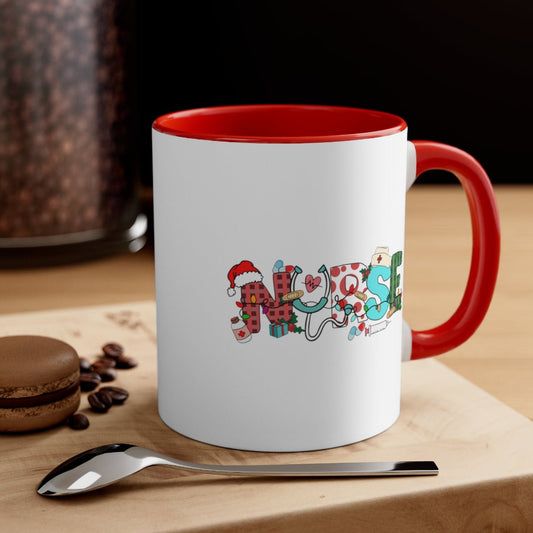 Funny Christmas Nurse - Color Handled Funny Mug - We Love Your Gift