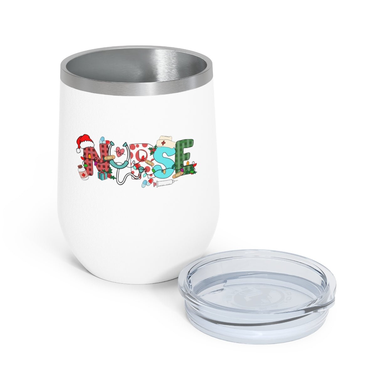 Funny Christmas Nurse - Holiday 12oz Insulated Wine Tumbler - We Love Your Gift