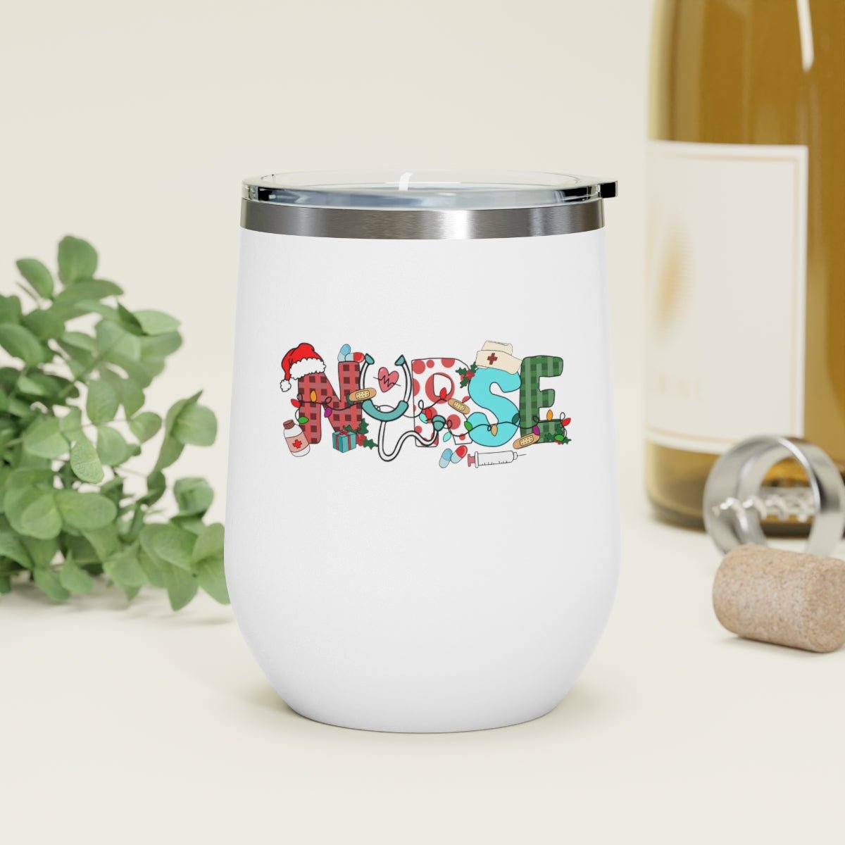 Funny Christmas Nurse - Holiday 12oz Insulated Wine Tumbler - We Love Your Gift