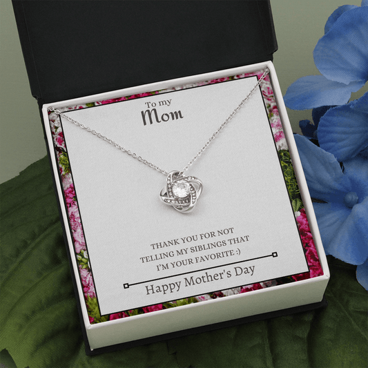 Funny Floral Mother's Day Gift Idea - Love Knot Necklace Jewelry, Gift for Mom from Daughter or Son - We Love Your Gift