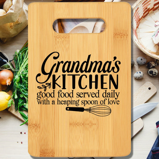 Grandma's Kitchen Good Food Served Daily Cutting Board v2 - We Love Your Gift