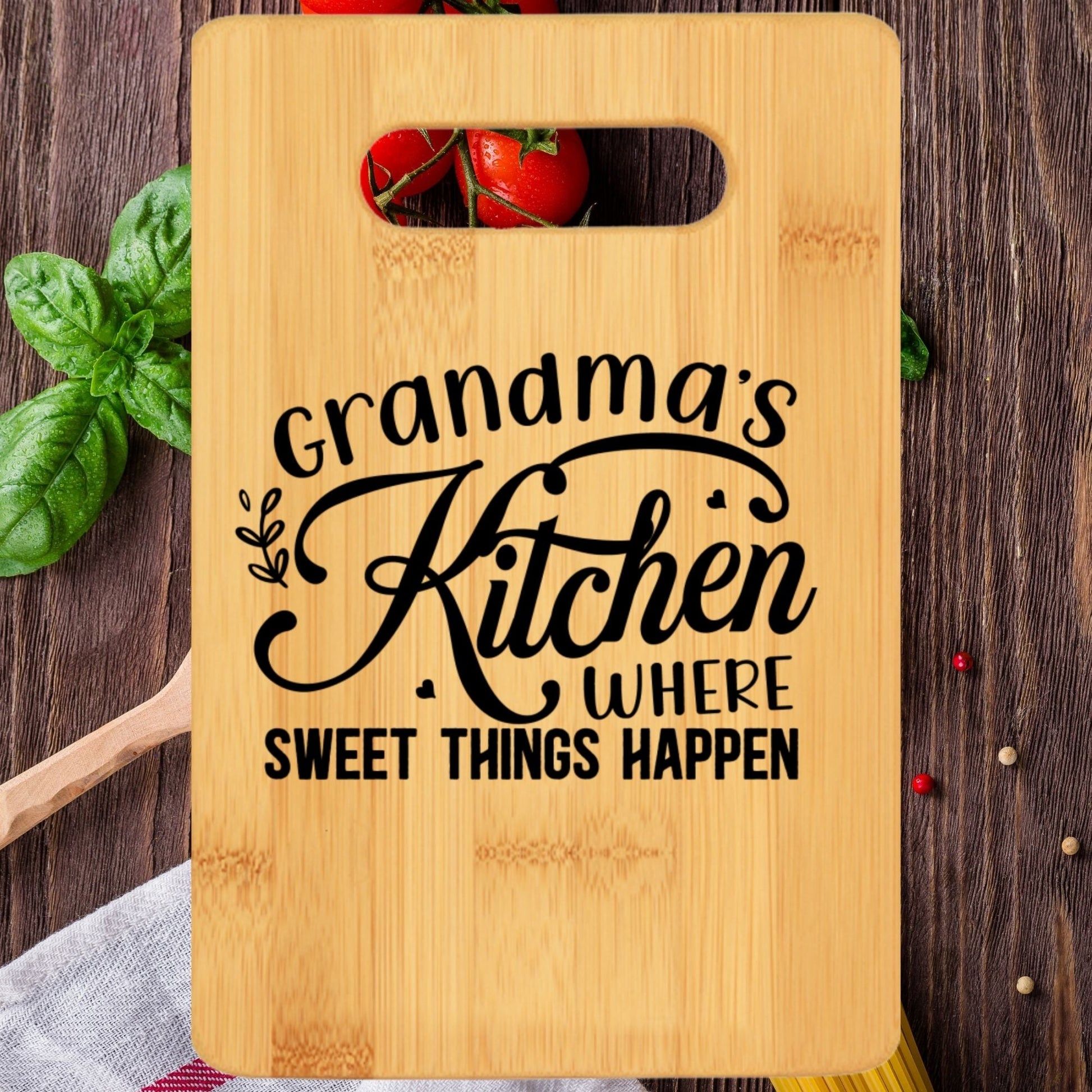 Grandmas Kitchen Where Sweet Things Happen Cutting Board - We Love Your Gift