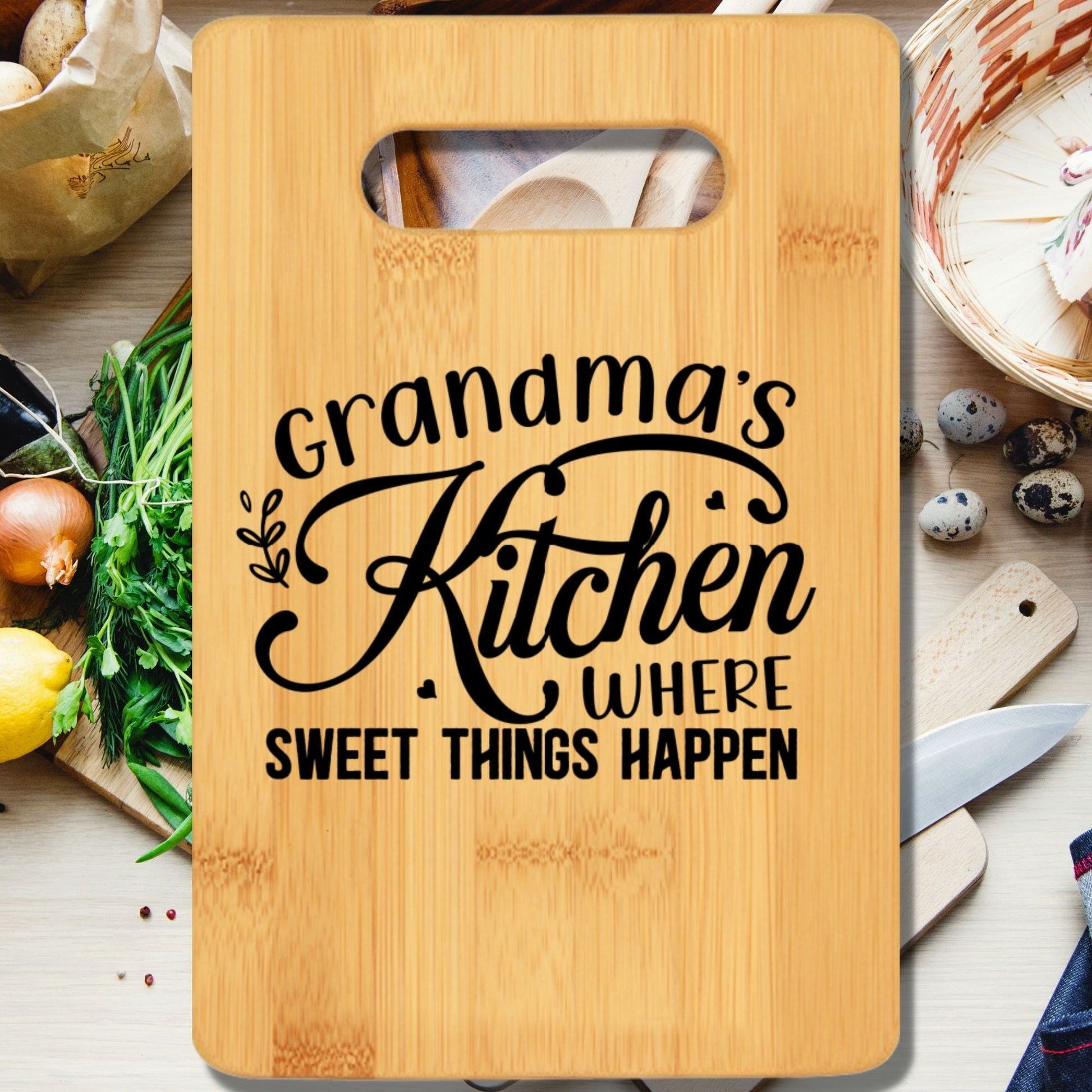 Grandmas Kitchen Where Sweet Things Happen Cutting Board - We Love Your Gift