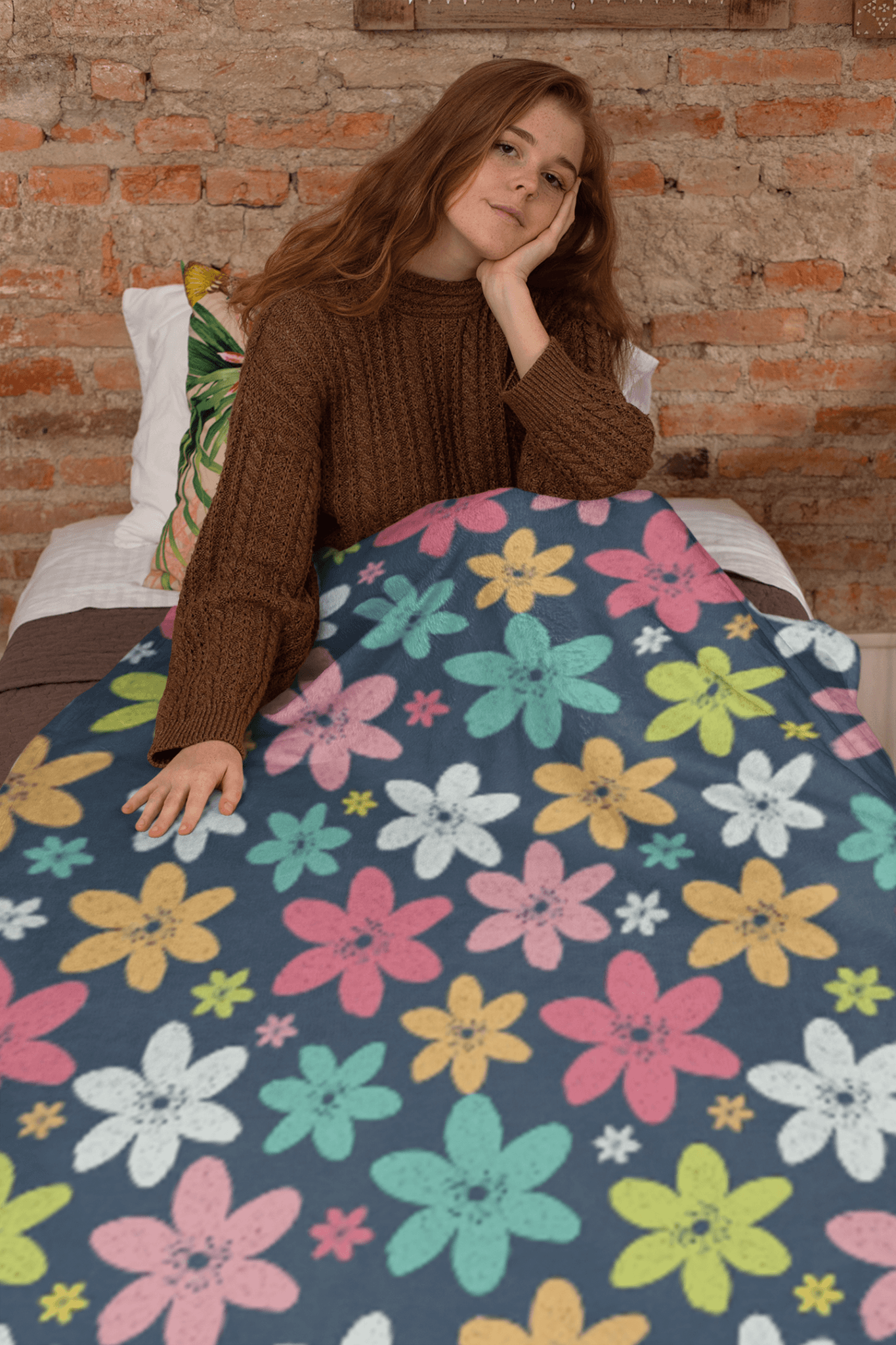 Happy Flowers Velveteen Plush Blanket - Super Soft, Warm & Cozy - We Love Your Gift