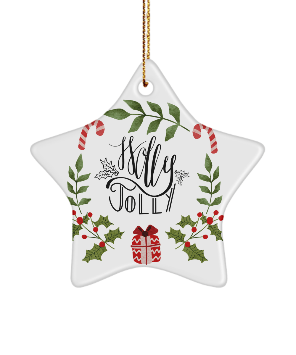 Holly Jolly Funny Christmas Ceramic Ornament for Family Tree Hanging (version 1) - We Love Your Gift