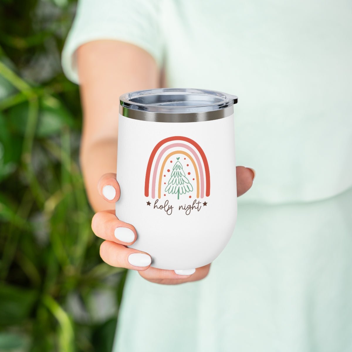 Holy Night - Holiday 12oz Insulated Wine Tumbler - We Love Your Gift