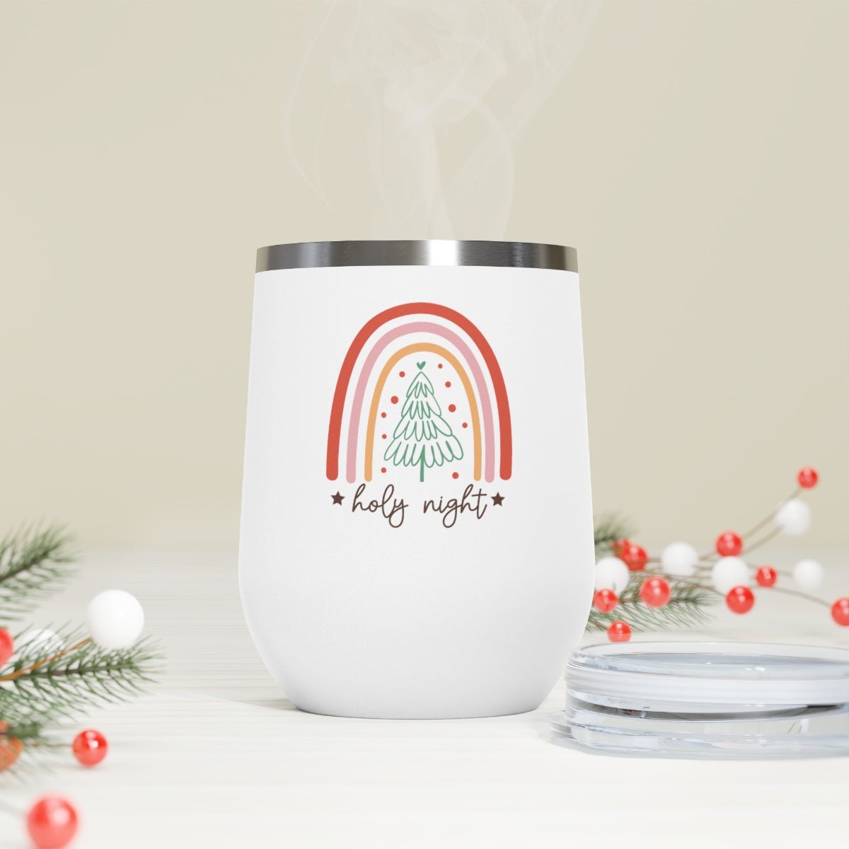 Holy Night - Holiday 12oz Insulated Wine Tumbler - We Love Your Gift