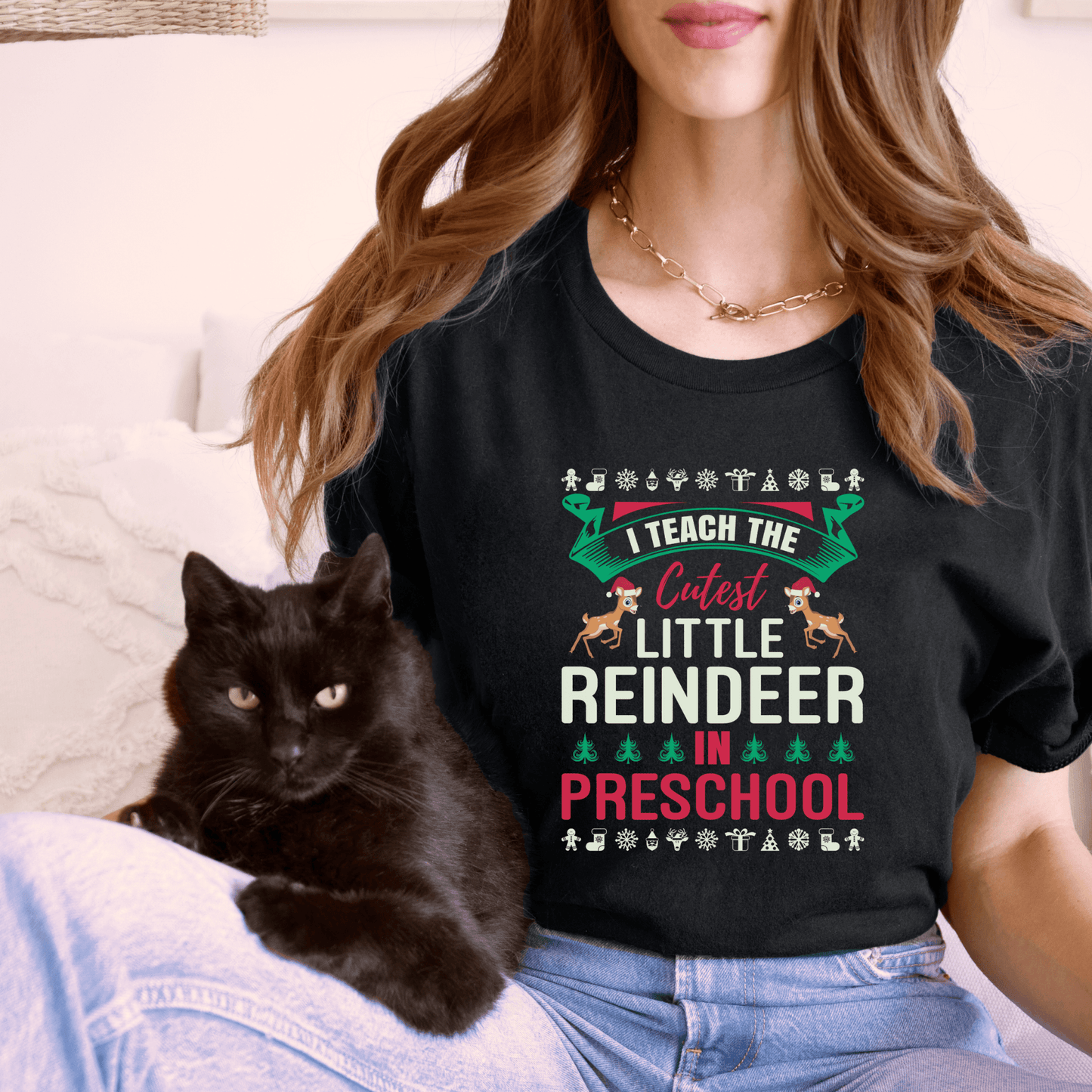 I Teach the Cutest Little Reindeer in Preschool Shirt for Fall - We Love Your Gift