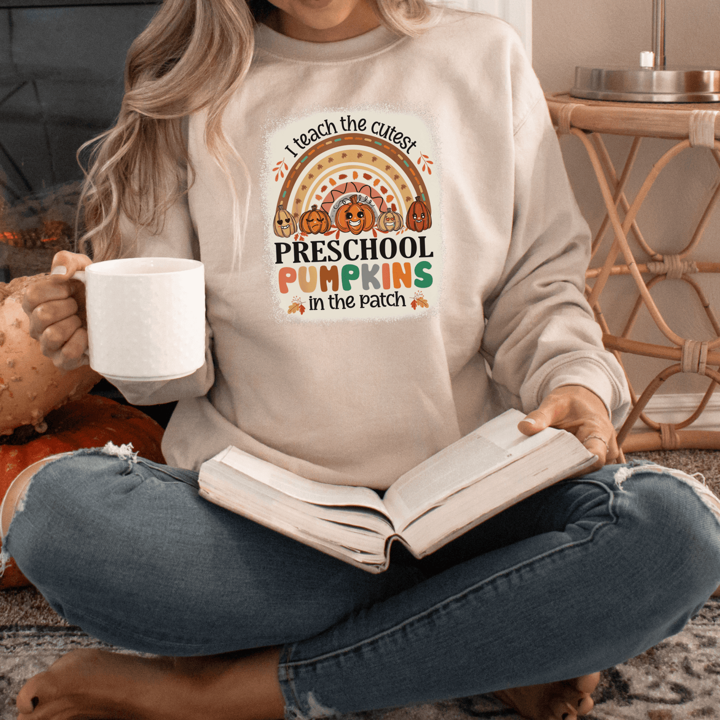 I Teach the Cutest Preschool Pumpkin in the Patch Sweatshirt Print for Fall - We Love Your Gift