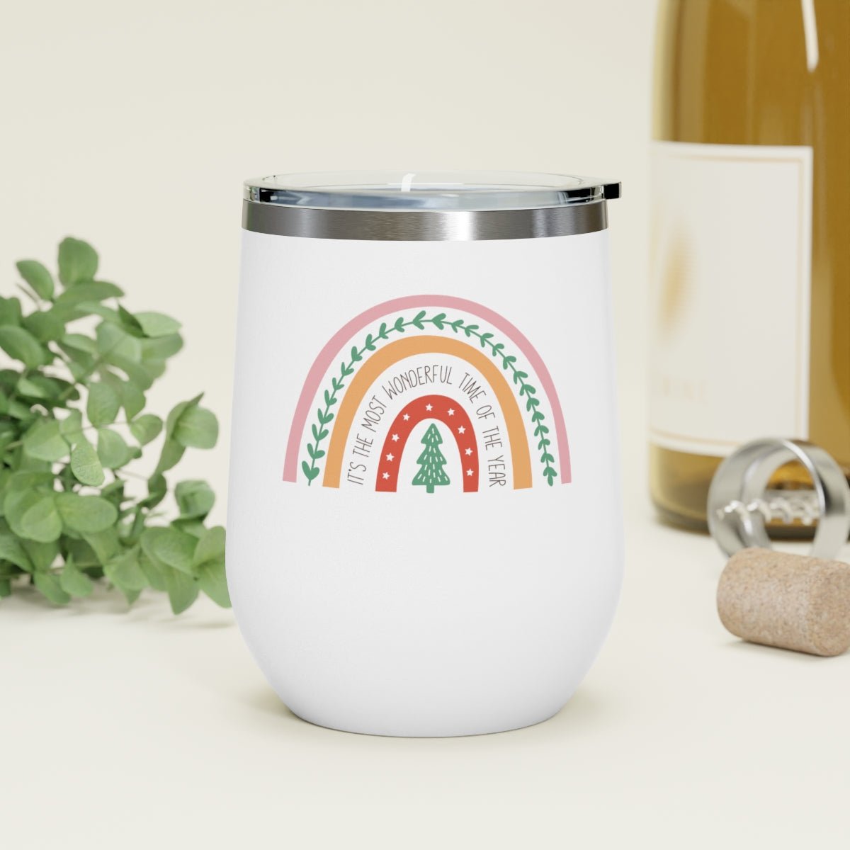 It's the Most Wonderful Time of the Year - Holiday 12oz Insulated Wine Tumbler - We Love Your Gift