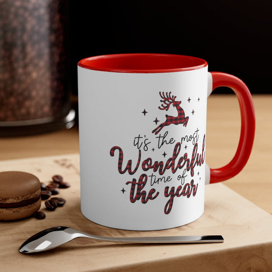 It's the Most Wonderful Time of the Year Reindeer - Color Handled Funny Mug - We Love Your Gift