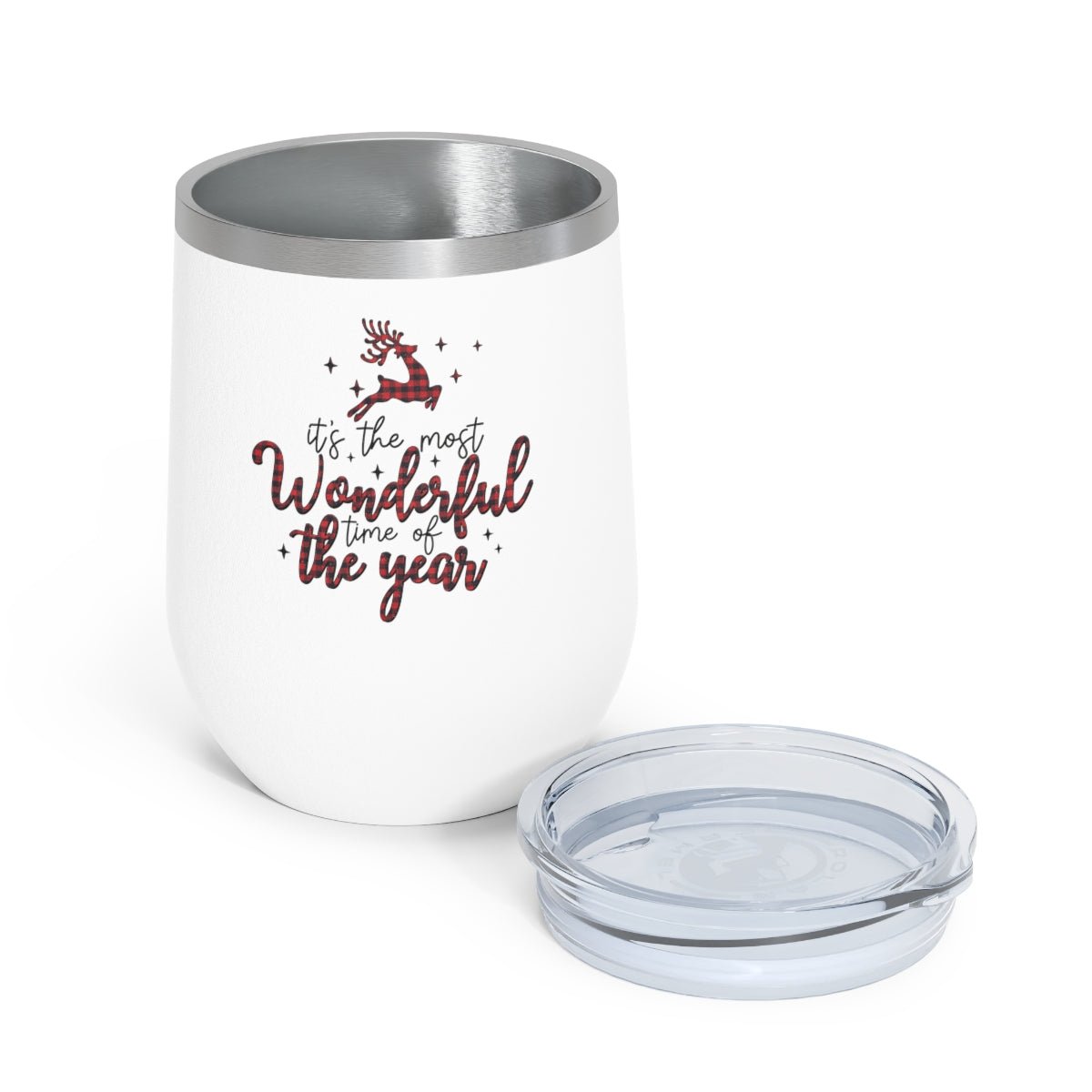 It's the Most Wonderful Time of the Year Reindeer - Holiday 12oz Insulated Wine Tumbler - We Love Your Gift