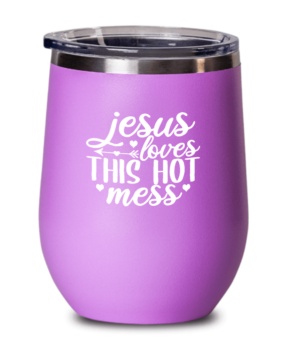 Jesus Loves This Hot Mess v2 Tumbler - We Love Your Gift