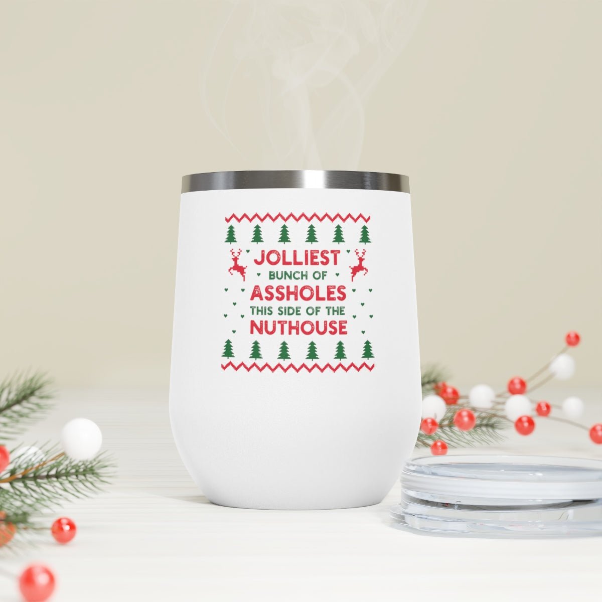 Jolliest Bunch of A Holes - Holiday 12oz Insulated Wine Tumbler - We Love Your Gift