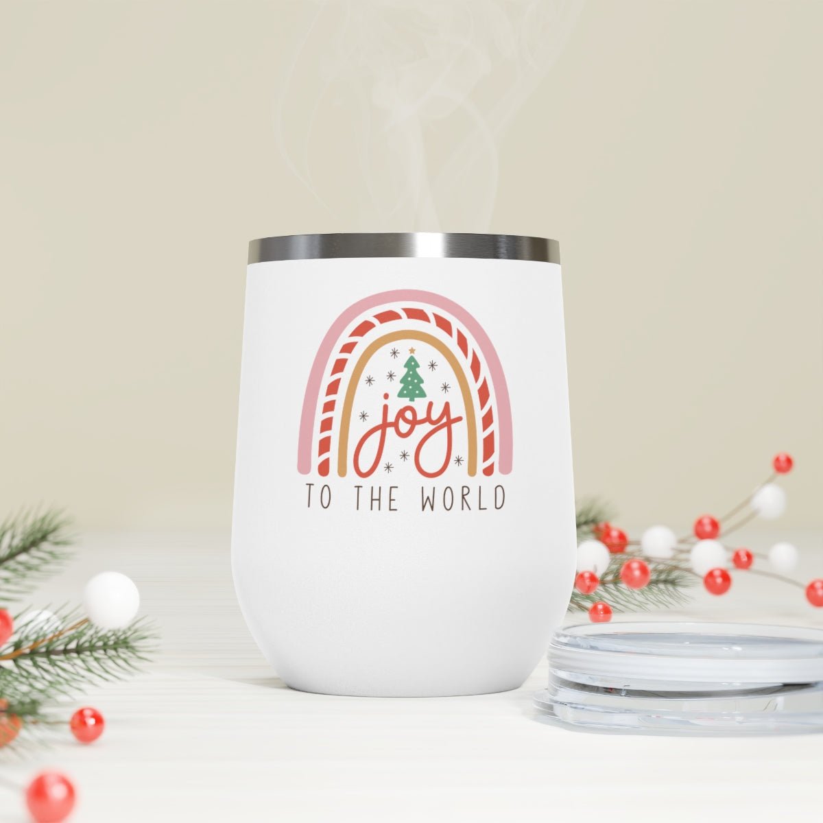 Joy to the World - Holiday 12oz Insulated Wine Tumbler - We Love Your Gift