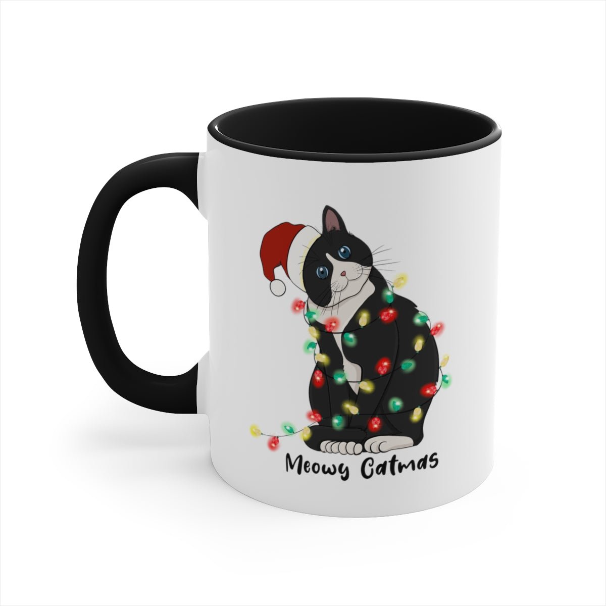 Meowy Catmas - Color Handled Funny Mug - We Love Your Gift