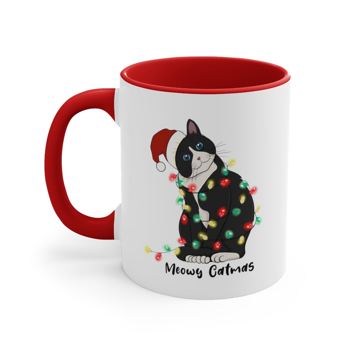 Meowy Catmas - Color Handled Funny Mug - We Love Your Gift
