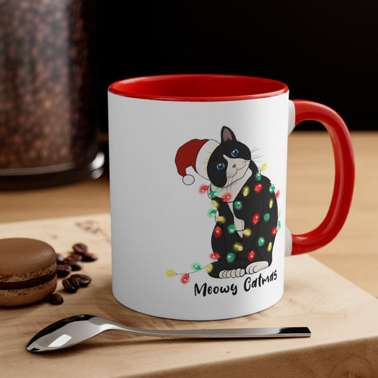 Meowy Catmas - Color Handled Funny Mug - We Love Your Gift