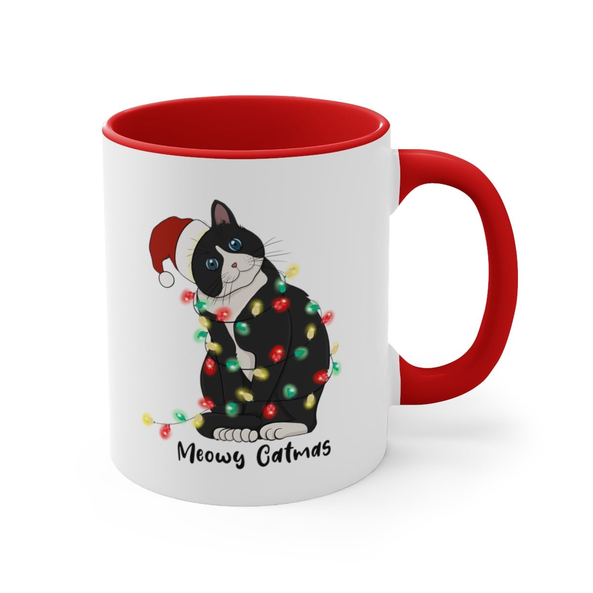 Meowy Catmas - Color Handled Funny Mug - We Love Your Gift