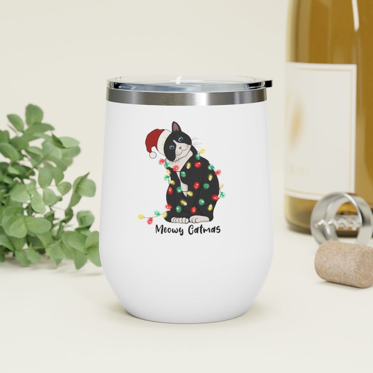 Meowy Catmas - Holiday 12oz Insulated Wine Tumbler - We Love Your Gift