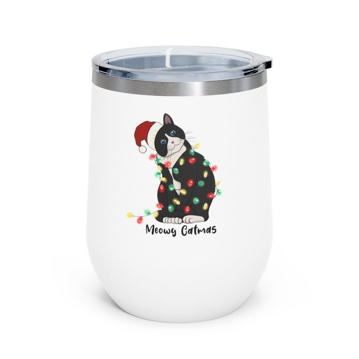 Meowy Catmas - Holiday 12oz Insulated Wine Tumbler - We Love Your Gift