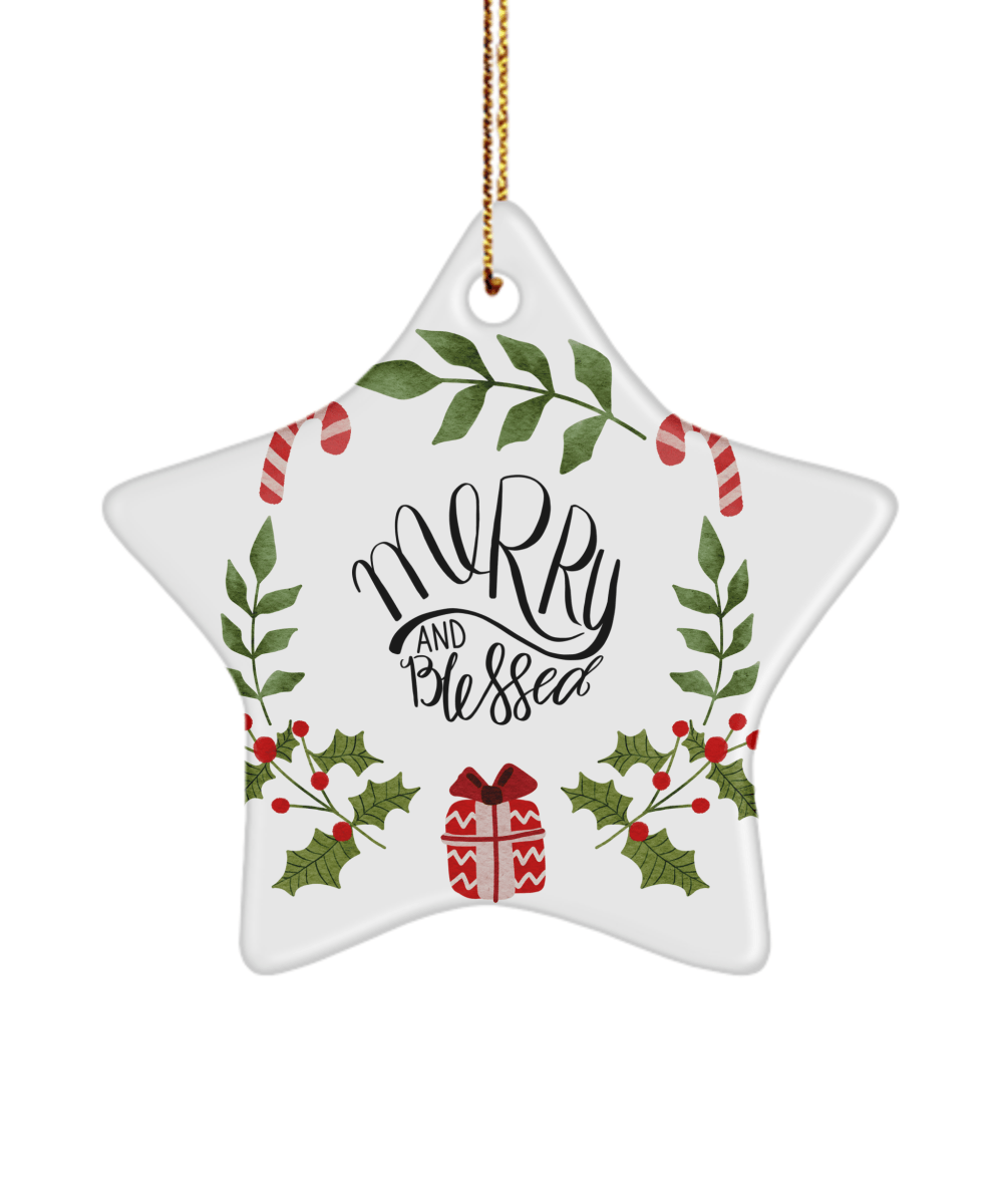 Merry And Blessed Funny Christmas Ceramic Ornament for Family Tree Hanging (version 1) - We Love Your Gift