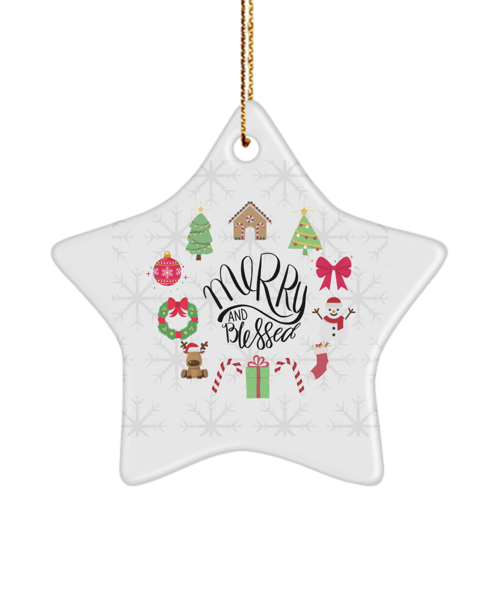 Merry And Blessed Funny Christmas Ceramic Ornament for Family Tree Hanging (version 2) - We Love Your Gift