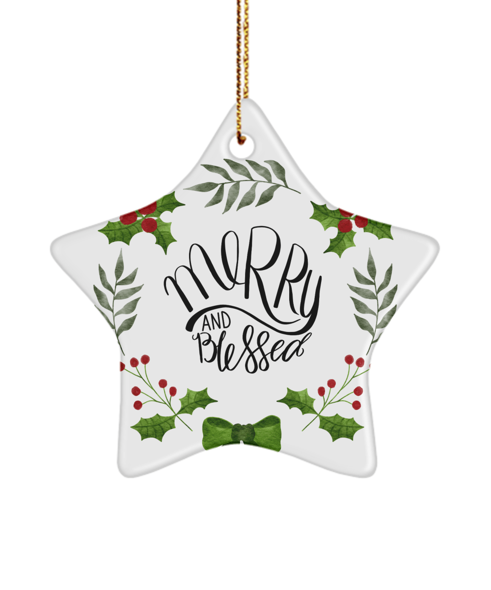 Merry And Blessed Funny Christmas Ceramic Ornament for Family Tree Hanging (version 3) - We Love Your Gift