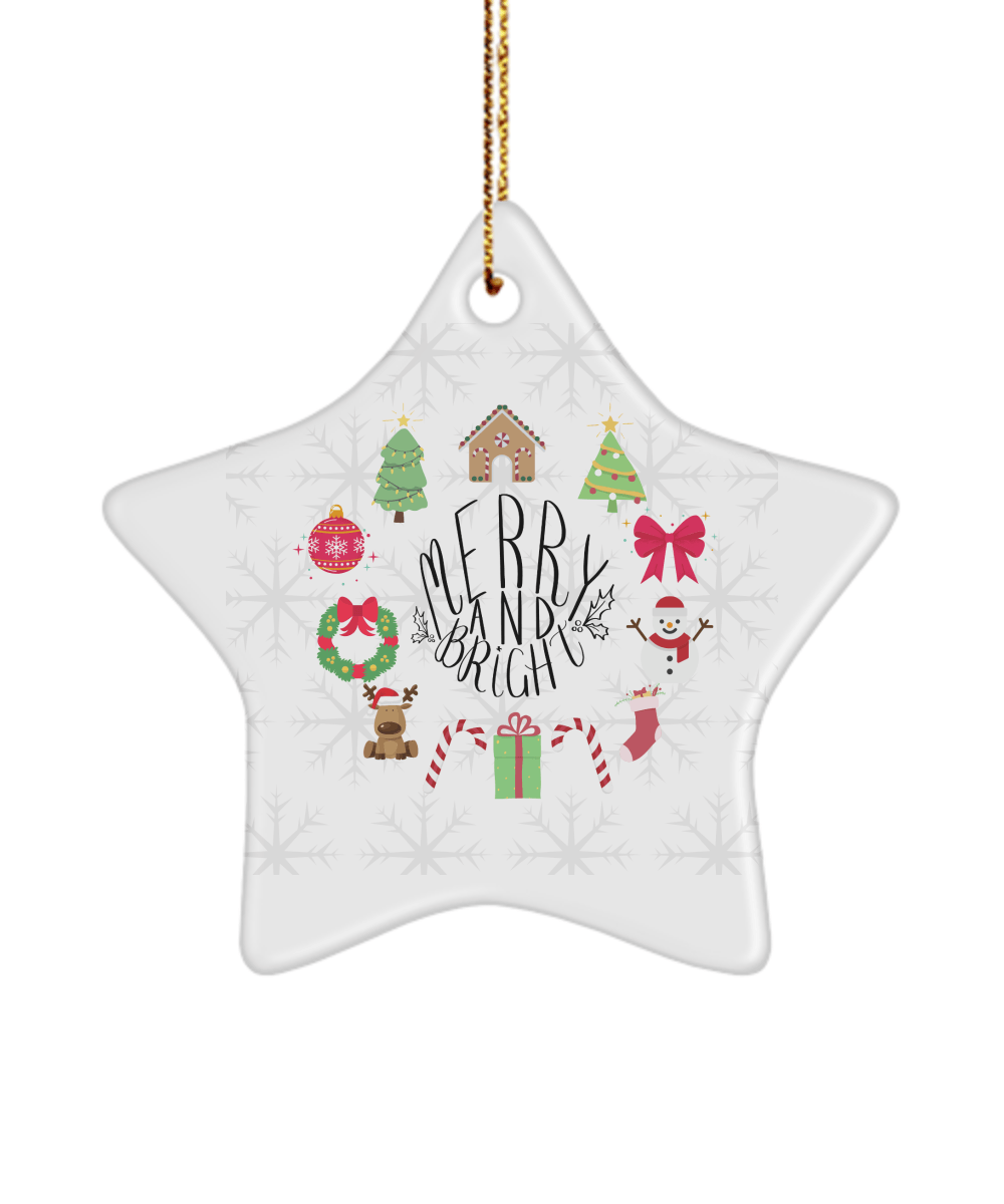 Merry And Bright Funny Christmas Ceramic Ornament for Family Tree Hanging (version 2) - We Love Your Gift