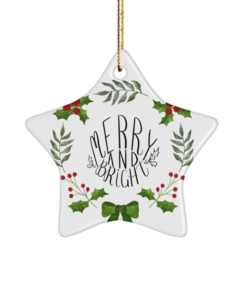 Merry And Bright Funny Christmas Ceramic Ornament for Family Tree Hanging (version 3) - We Love Your Gift