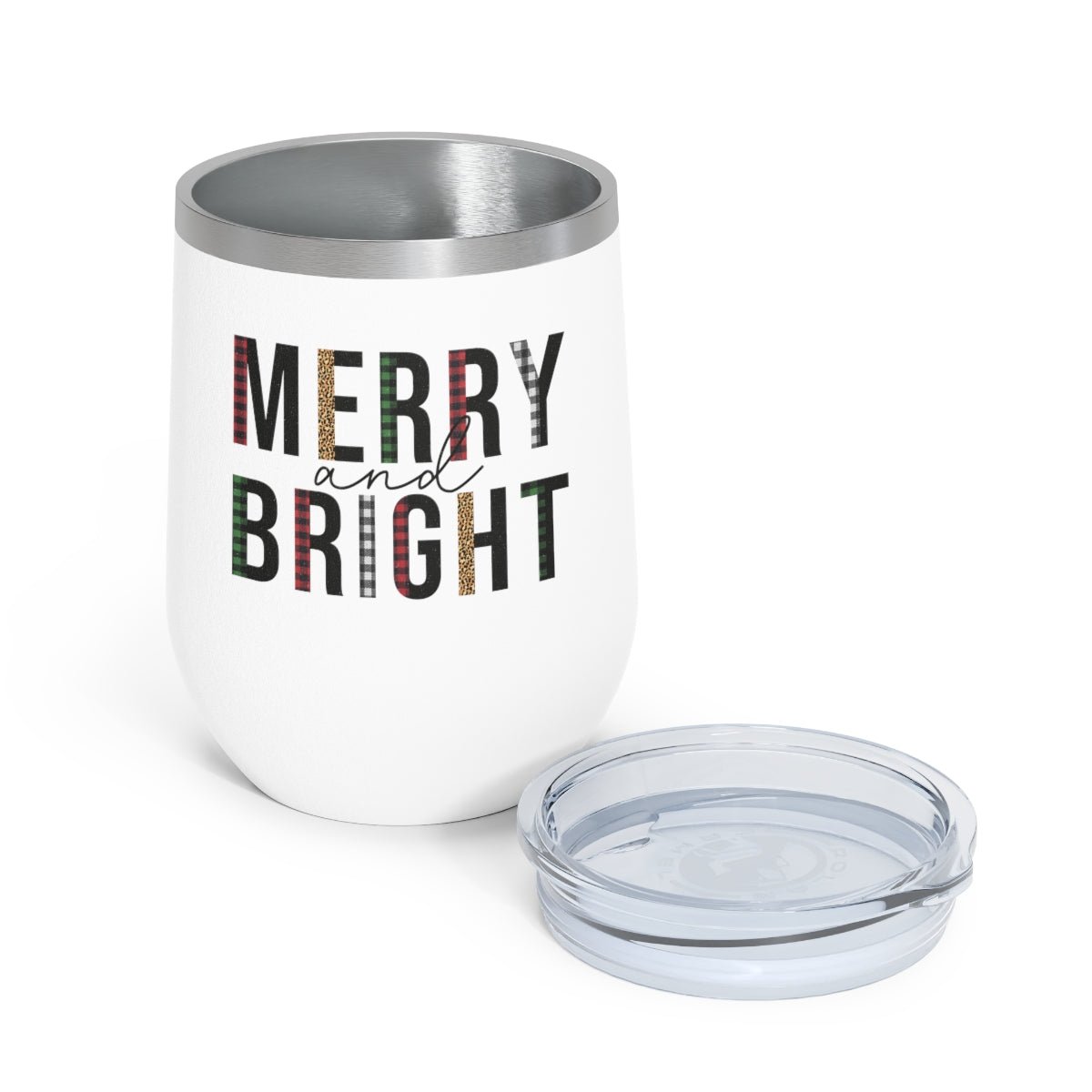 Merry and Bright - Holiday 12oz Insulated Wine Tumbler - We Love Your Gift