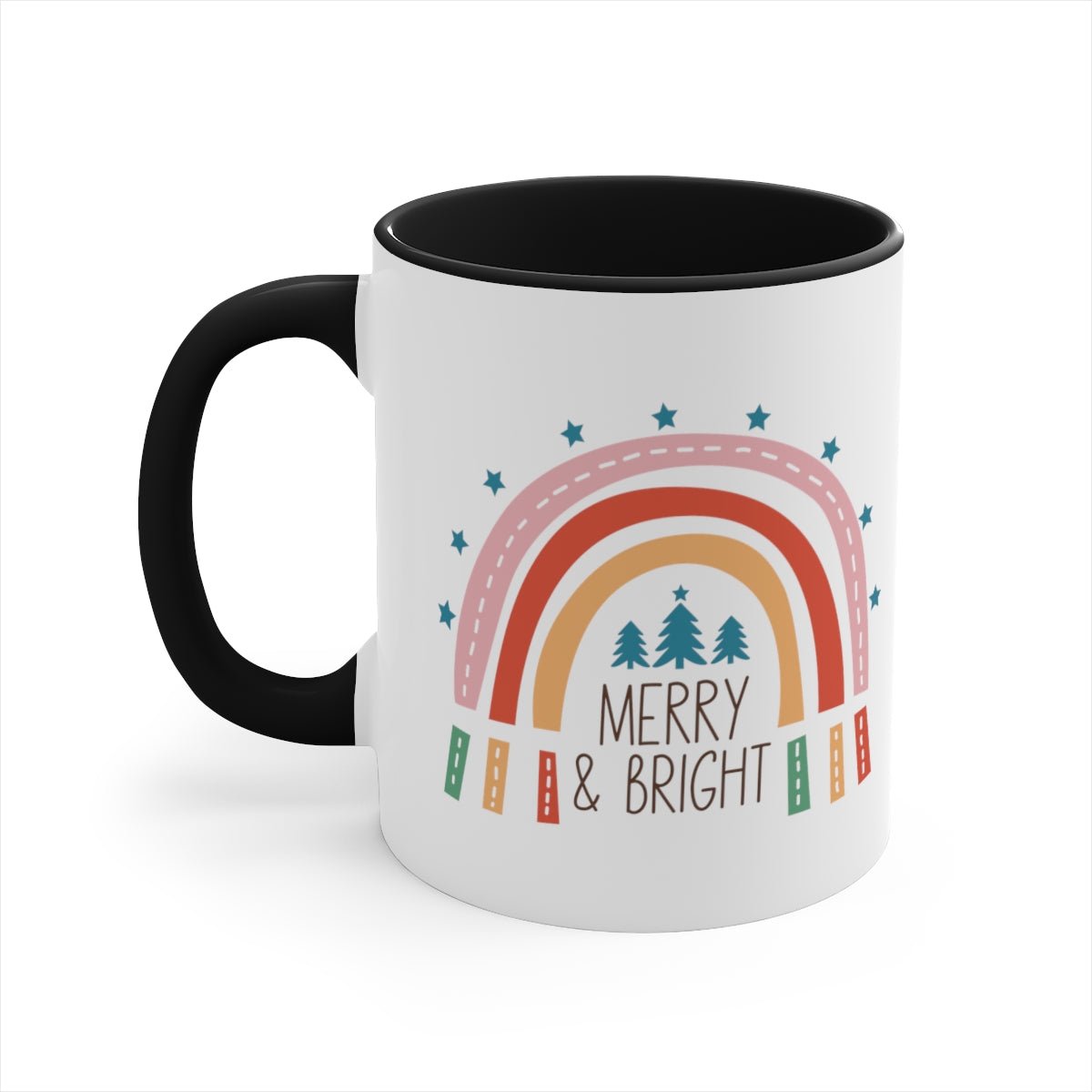 Merry & Bright Rainbow - Color Handled Funny Mug - We Love Your Gift