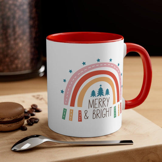Merry & Bright Rainbow - Color Handled Funny Mug - We Love Your Gift