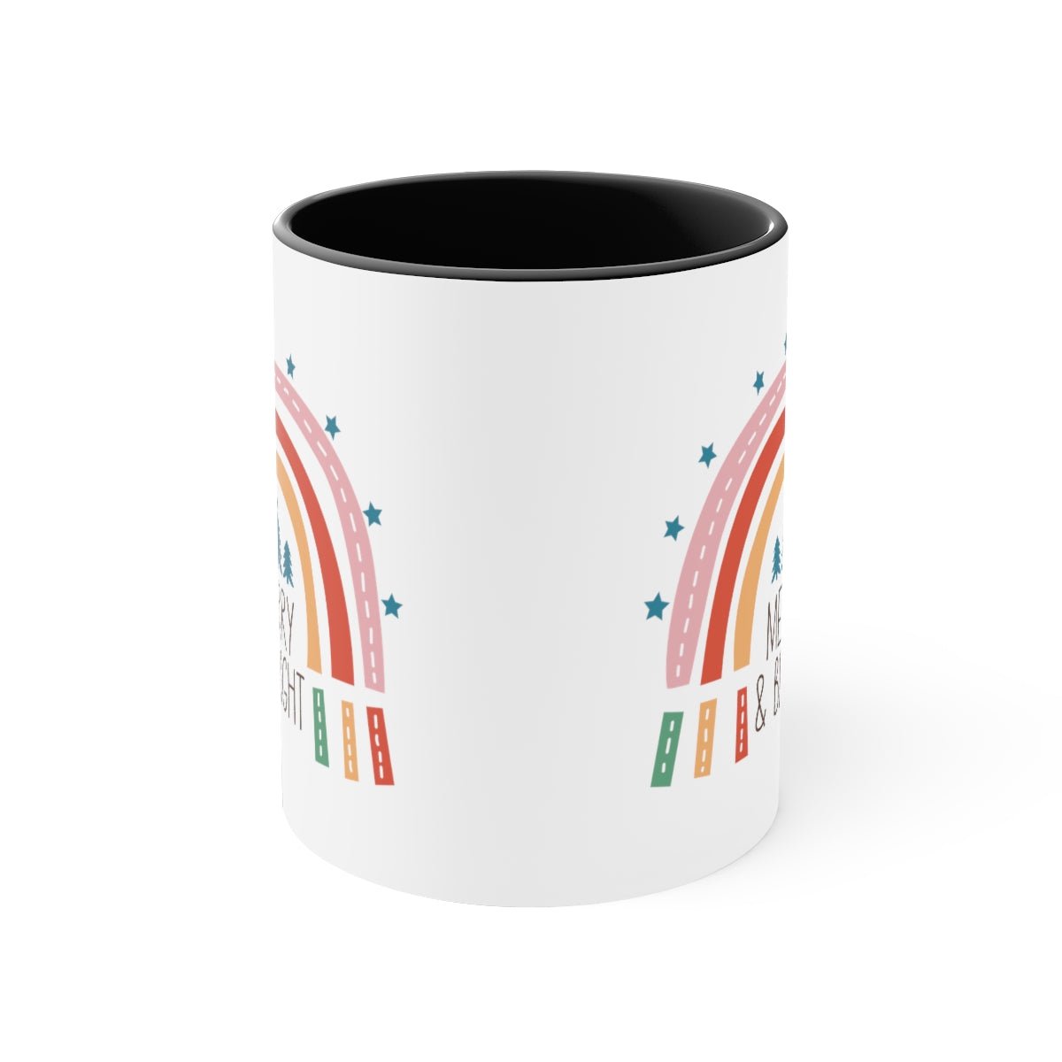 Merry & Bright Rainbow - Color Handled Funny Mug - We Love Your Gift