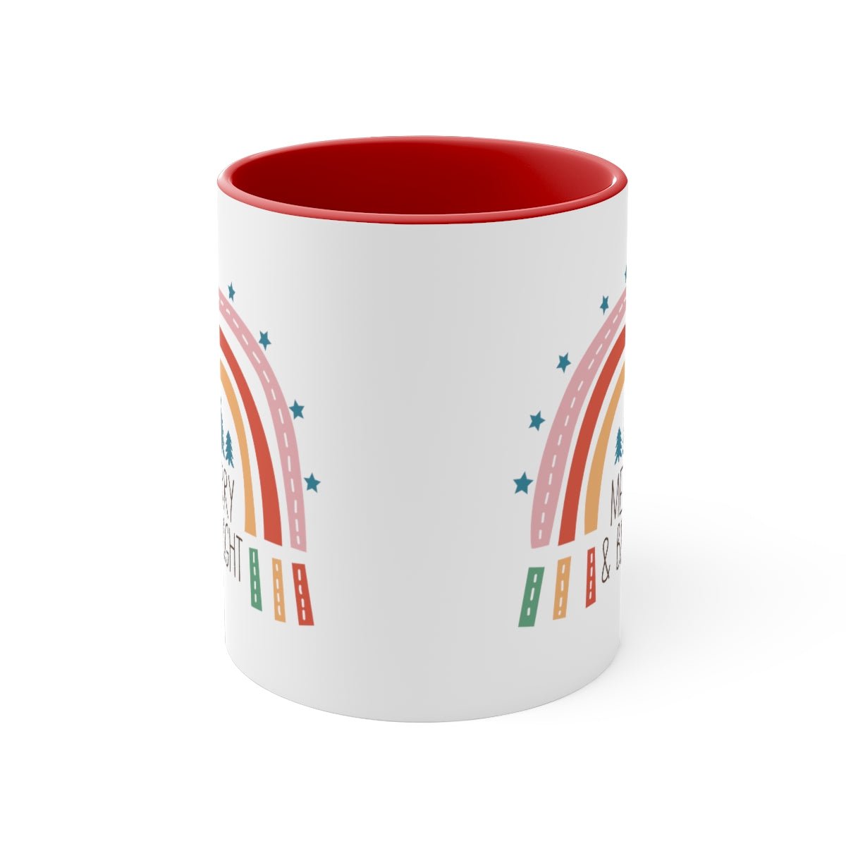 Merry & Bright Rainbow - Color Handled Funny Mug - We Love Your Gift