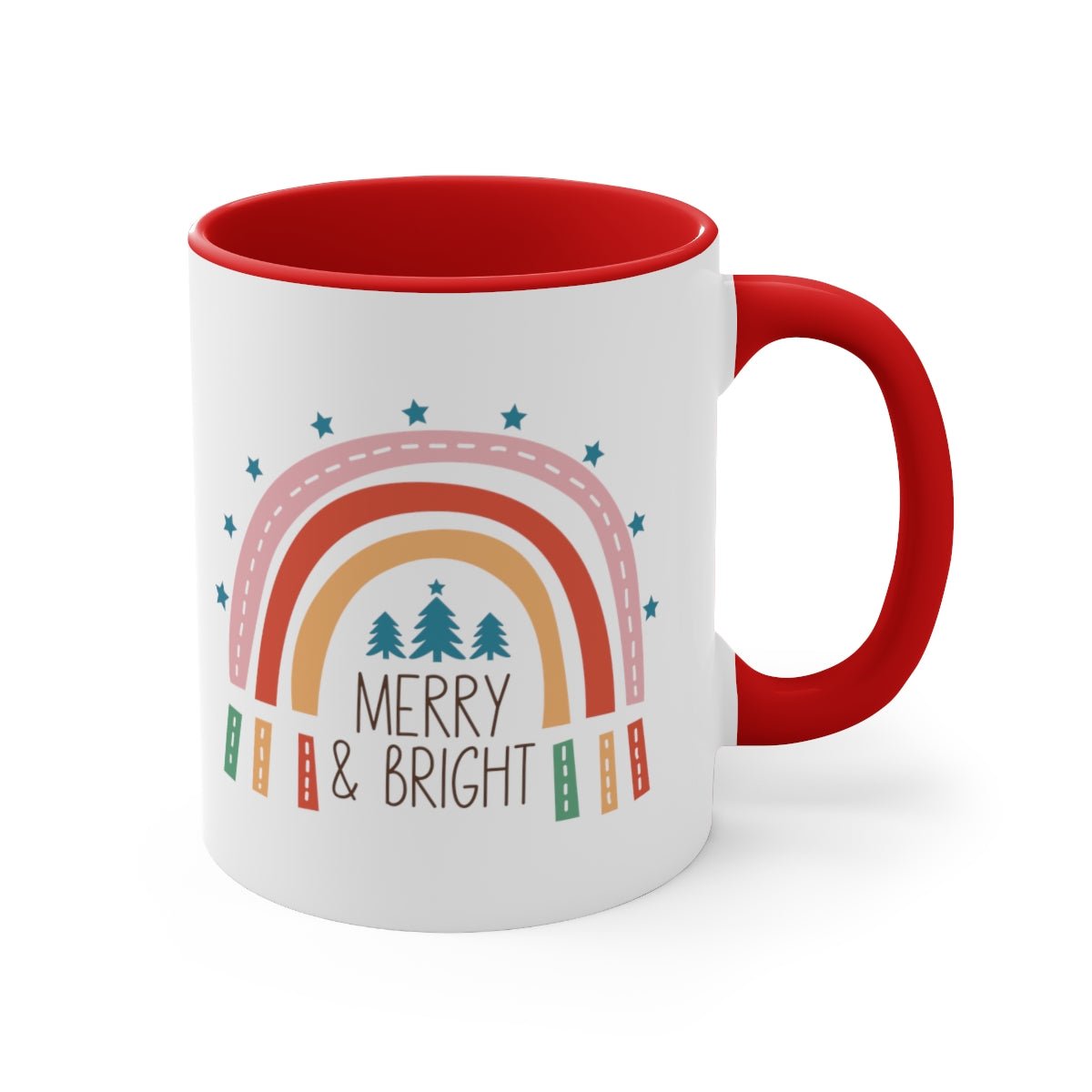 Merry & Bright Rainbow - Color Handled Funny Mug - We Love Your Gift