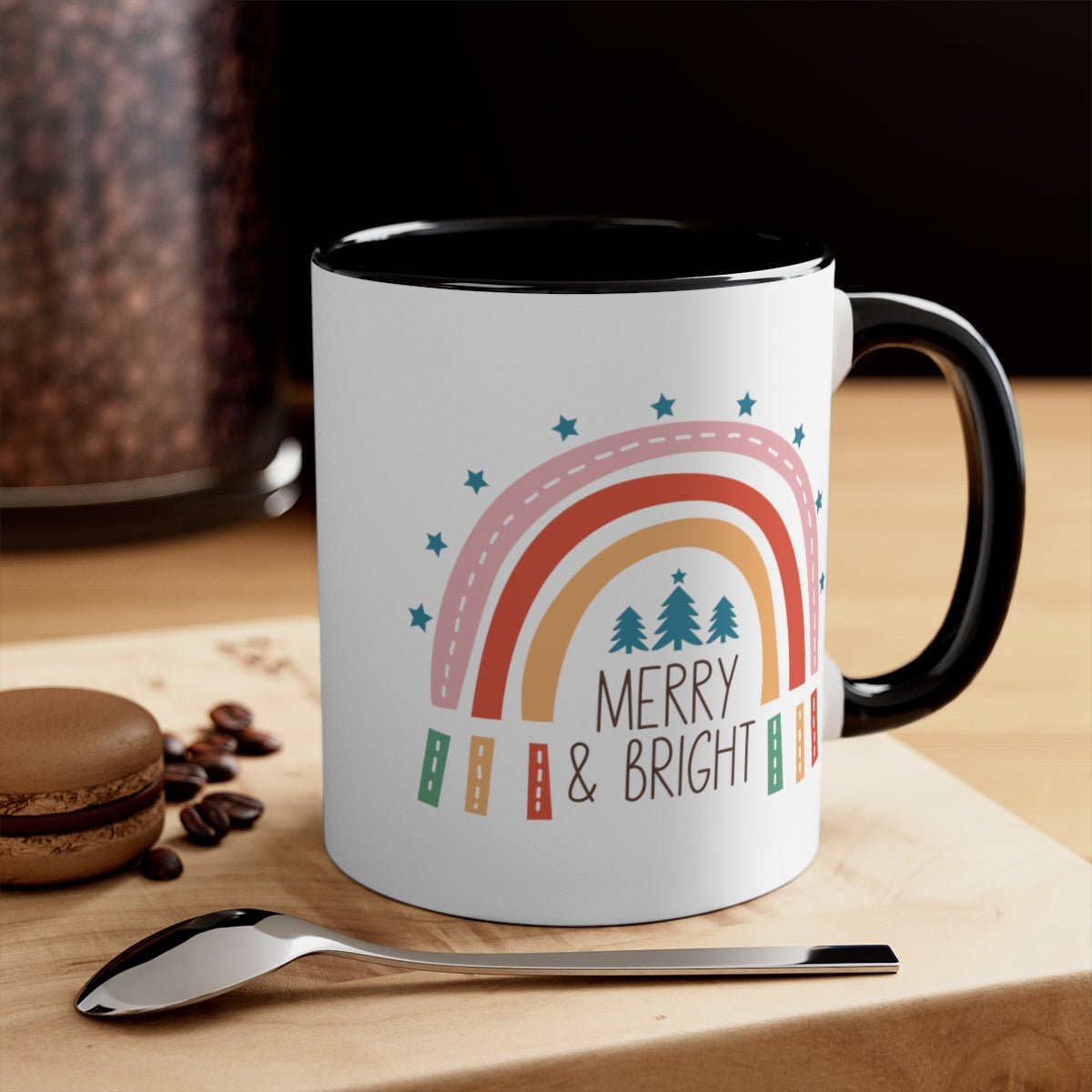 Merry & Bright Rainbow - Color Handled Funny Mug - We Love Your Gift