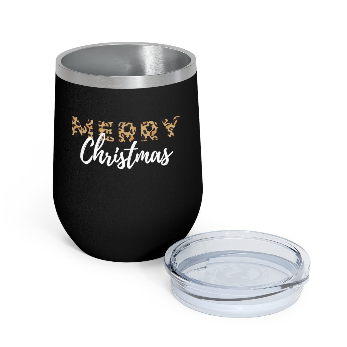 Merry Christmas Animal Print - Holiday 12oz Insulated Wine Tumbler - We Love Your Gift