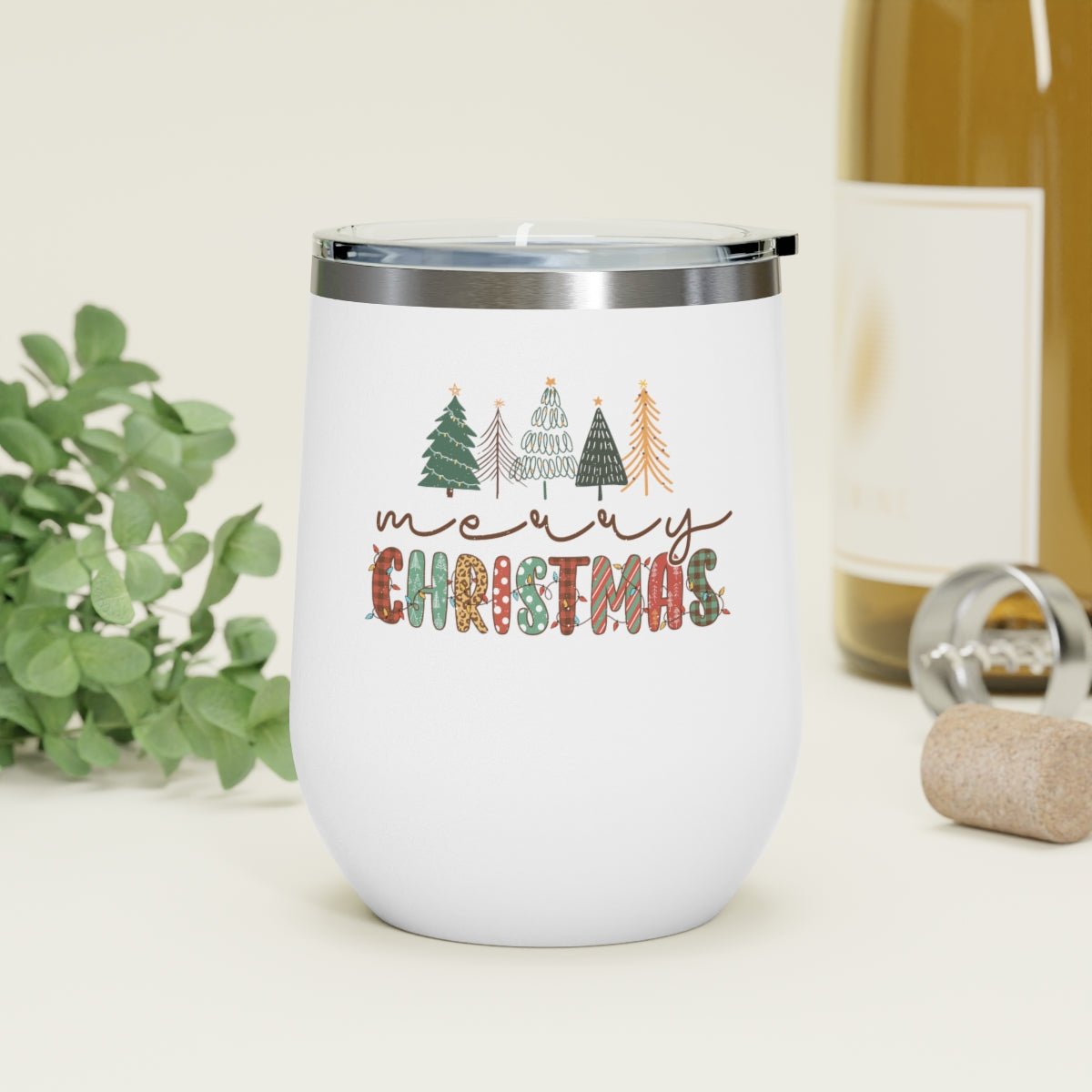 Merry Christmas - Holiday 12oz Insulated Wine Tumbler - We Love Your Gift