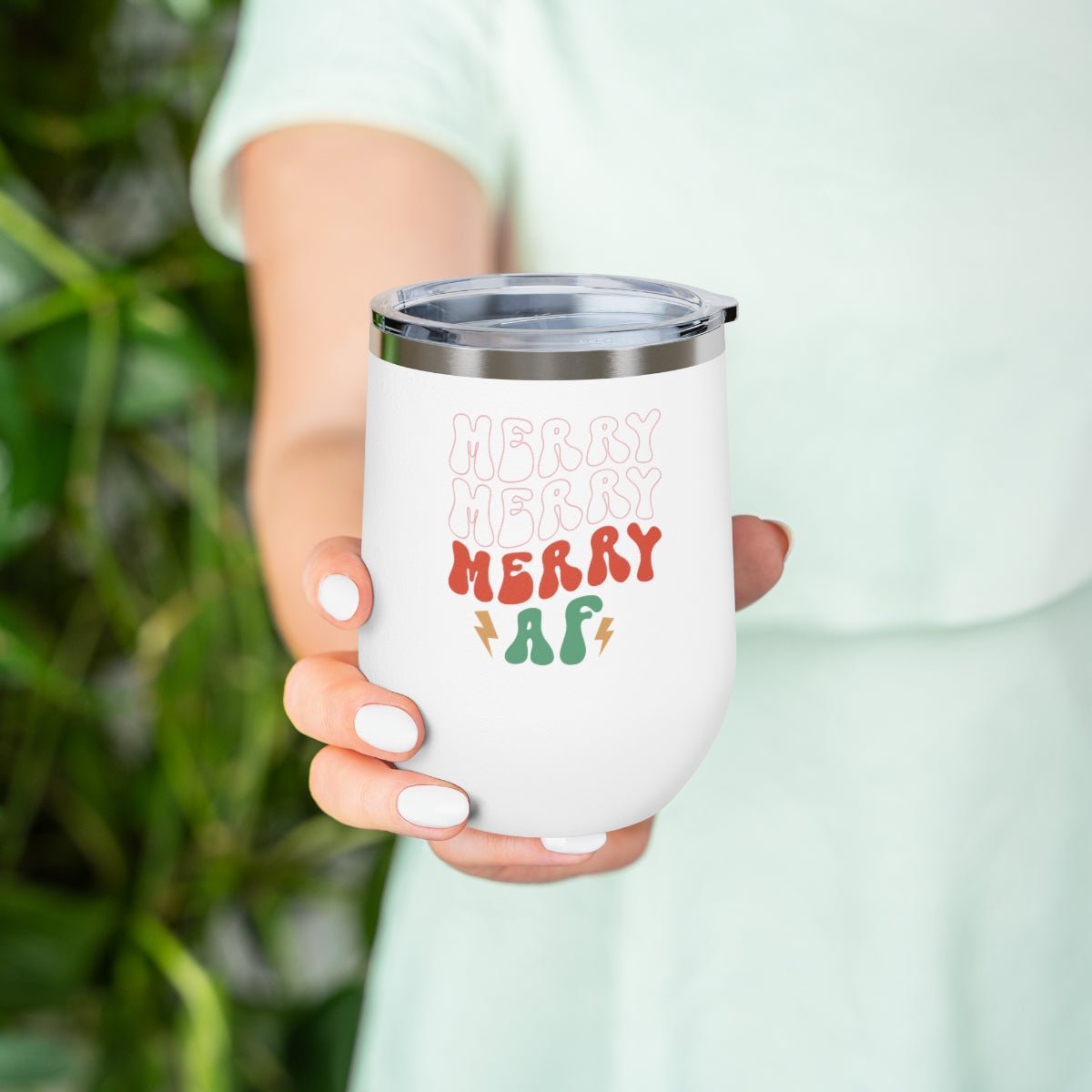 Merry Merry Merry AF - Holiday 12oz Insulated Wine Tumbler - We Love Your Gift