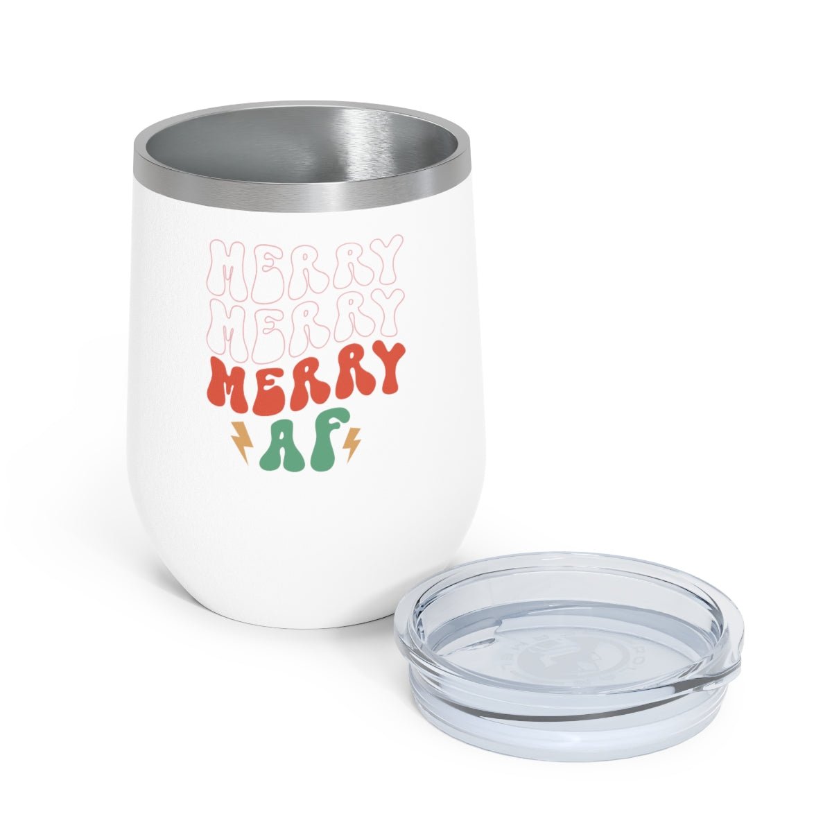 Merry Merry Merry AF - Holiday 12oz Insulated Wine Tumbler - We Love Your Gift