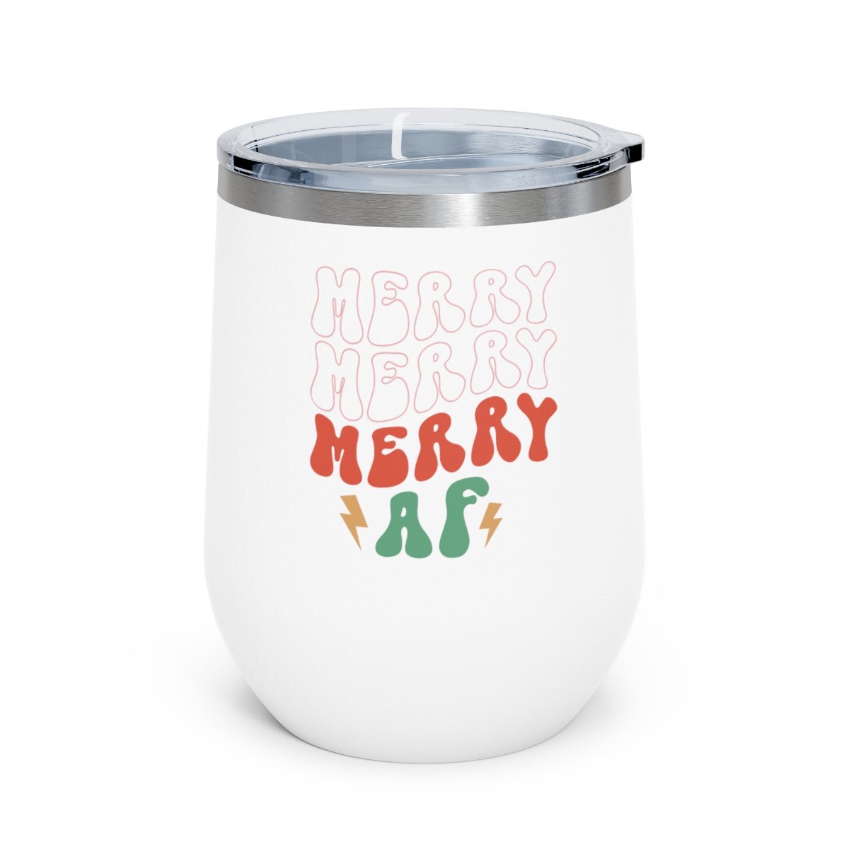 Merry Merry Merry AF - Holiday 12oz Insulated Wine Tumbler - We Love Your Gift