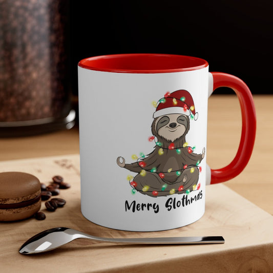 Merry Slothmas - Color Handled Funny Mug - We Love Your Gift