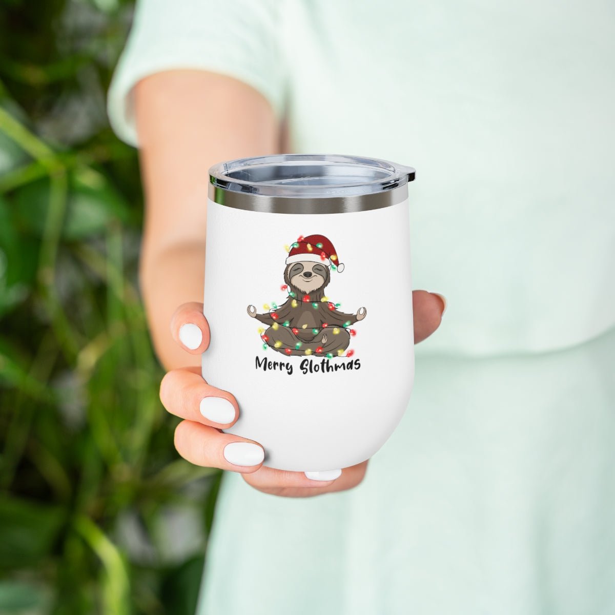 Merry Slothmas - Holiday 12oz Insulated Wine Tumbler - We Love Your Gift