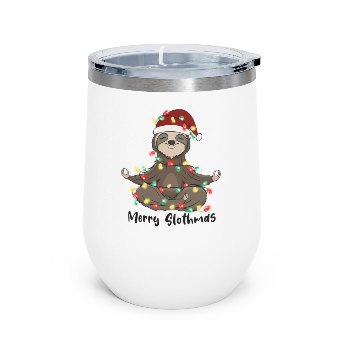 Merry Slothmas - Holiday 12oz Insulated Wine Tumbler - We Love Your Gift